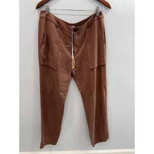 NEW GF Collection Rust Tencel Utility Trousers Patch Pocket Casual Pants Small